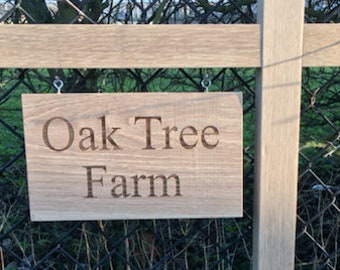 OAK hanging sign personalised solid oak swing sign custom size hanging oak sign solid oak custom engraved hanging plaque