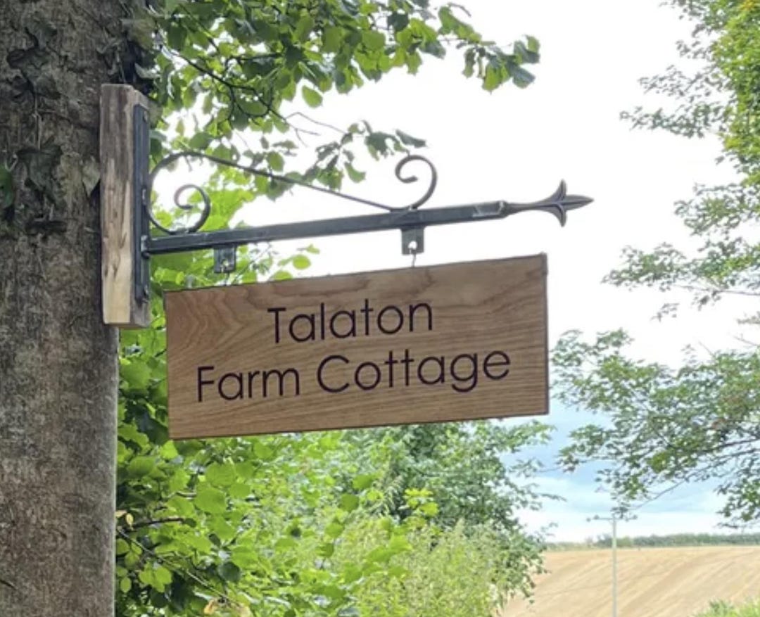 Personalised French Oak Swinging Hanging House Sign Number, Carved, Custom Engraved Outdoor