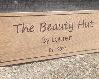 Handcrafted personalised Oak sign/door sign/wall sign/bench sign, solid oak custom engraved oak sign small / medium and large sizes