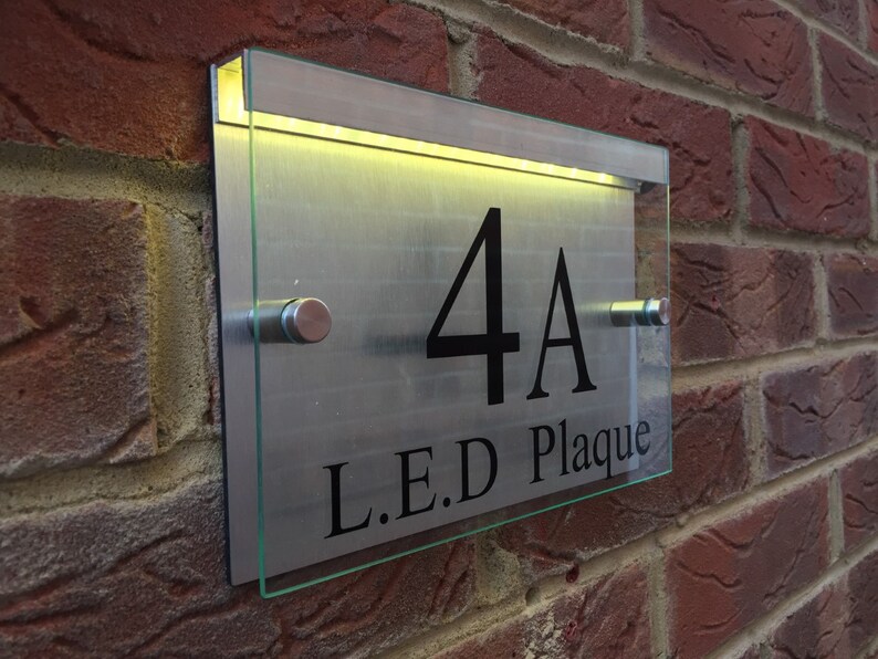 Modern House Sign plaque door number street glass acrylic Etsy