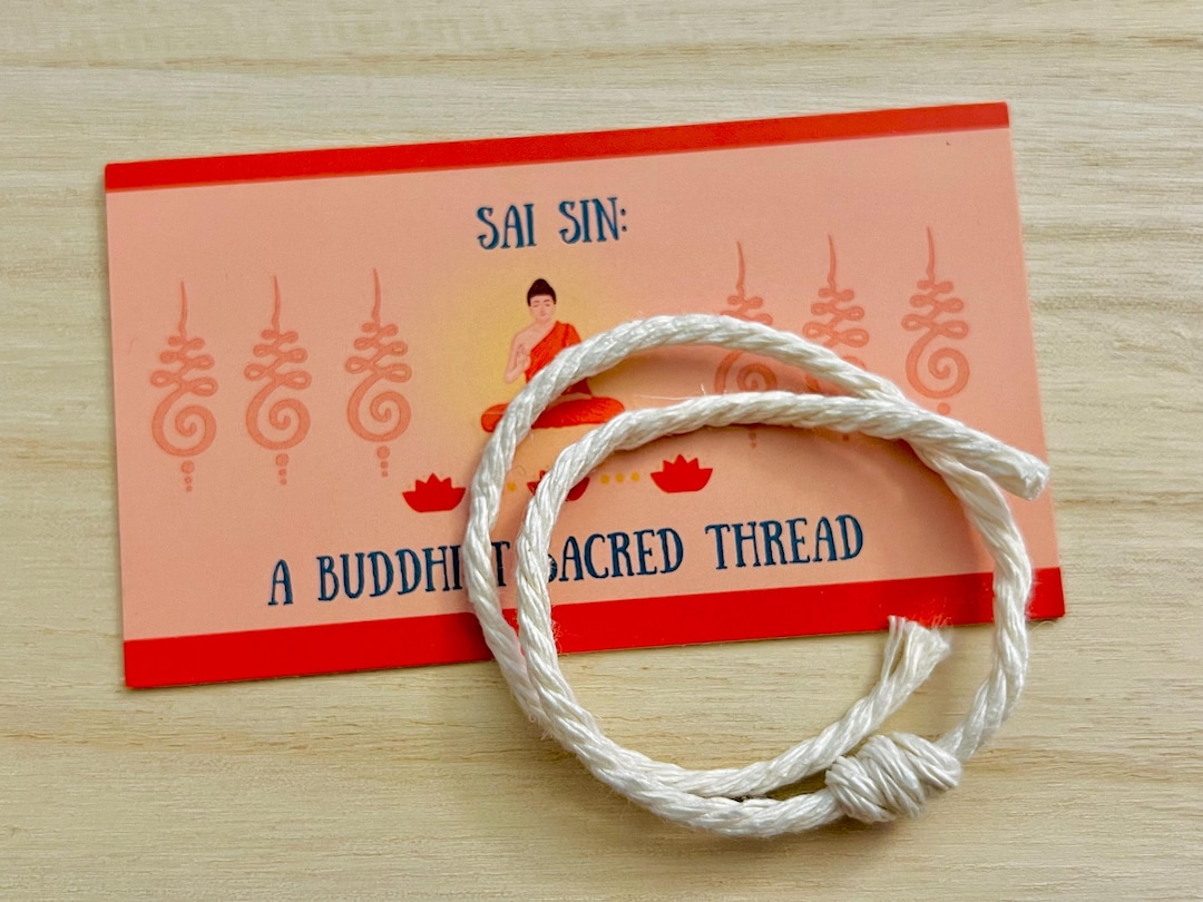 White Sai Sin Bracelet: Buddhist Blessing Thread for Protection