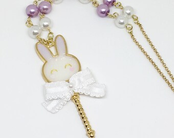 Purple Bunny Ribbon Necklace