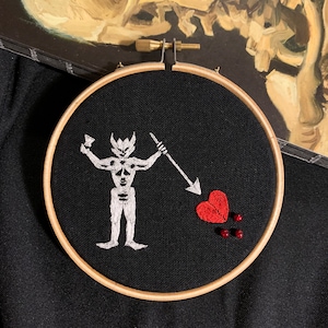Edward „Blackbeard“ Teach Piratenflagge, Jolly Roger Stickdatei PDF Pattern druckbare digitale Datei