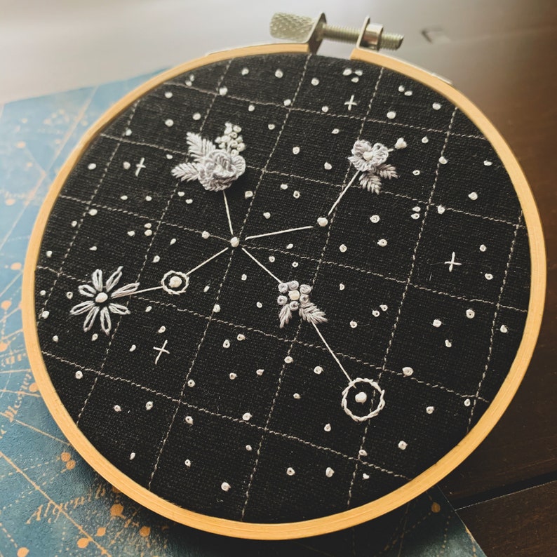 Floral Constellation Embroidery Cygnus image 1