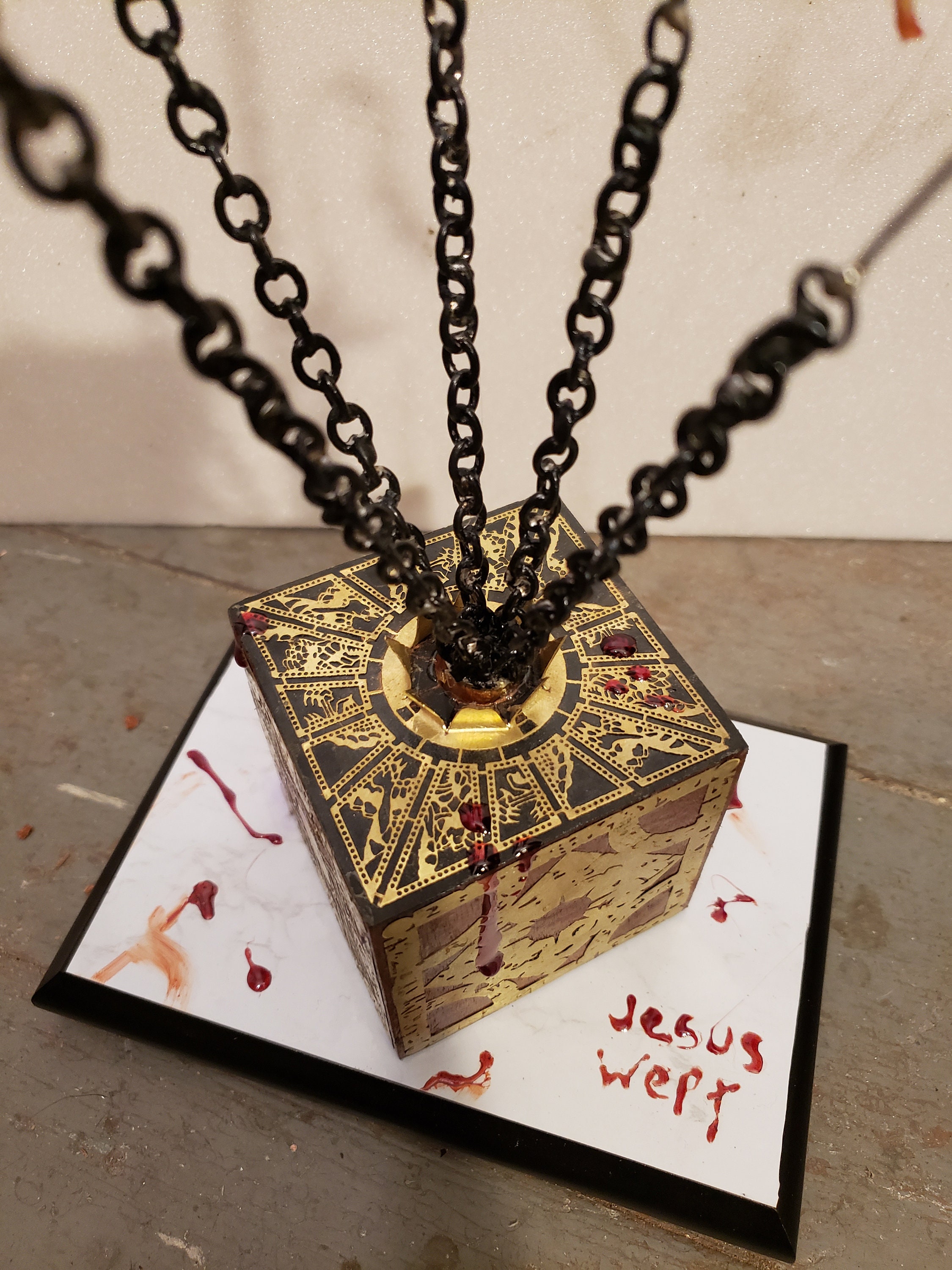 Hellraiser Bloody Lament Configuration Puzzle Box With Chains And Hooks 
