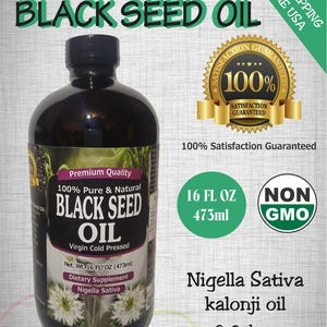 16 Fl.oz 100% Pure Black Seed Oil Non GMO Cold Pressed Cumin Nigella Sativa - kalonji oil - FREE SHIPPING - U.S.A