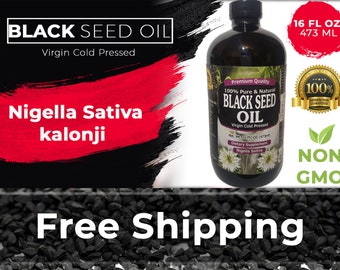 16 oz - Black Cumin Seed Oil Nigella Sativa (100% PURE & COLD PRESSED) - Unrefined Premium Quality