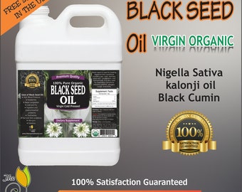 Aceite de semilla negra orgánico virgen 100 % puro de 32 oz, prensado en frío / Comino negro Nigella Sativa orgánico fresco - ENVÍO GRATIS
