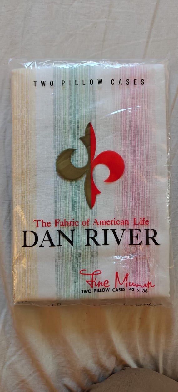 Vintage Dan River 100% muslin cotton striped pillowcases  NIP New In Package 1970s
