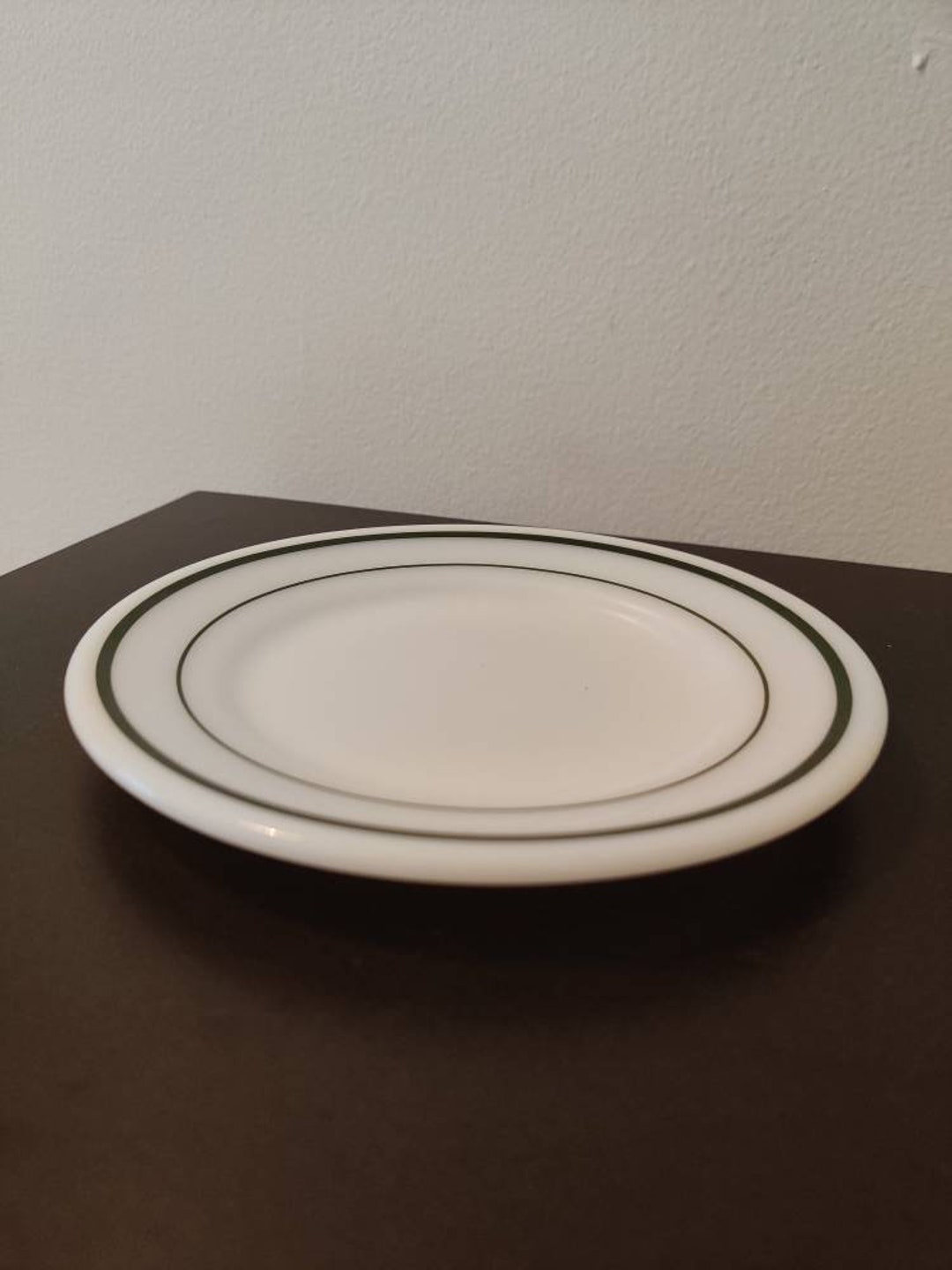 Corning Decor 7048 Milk Glass Sandwich Plate Dark Green Banded. Etsy