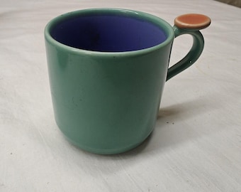 Rare Lindt Stymeist Colorways Child's Mug or Cup Green, Periwinkle Blue, Salmon Thumbprint