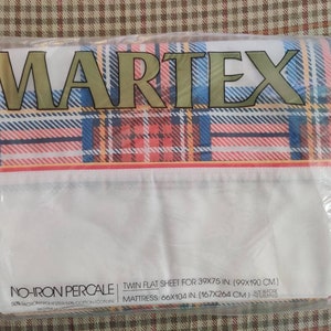 Martex vintage twin flat sheet NIP New in Package Dress Stewart pattern 1980s
