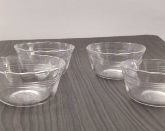 Vintage Pyrex 463 custard cups clear glass set of four scalloped edges