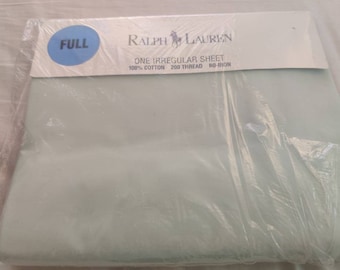 Ralph Lauren Home Full Flat Sheet: Mint Green Cotton Percale