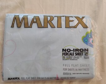 Martex Full Flat vintage sheet, NIP New in Package, Volante pattern, blue colorway