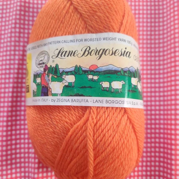 Lane Borgosesia dal 1850 Italian 100% virgin wool skein 215 yards orange colorway