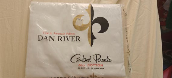 Dan River Twin Flat Sheet: 100% Combed Percale Cotton, Vintage 1970s NOS