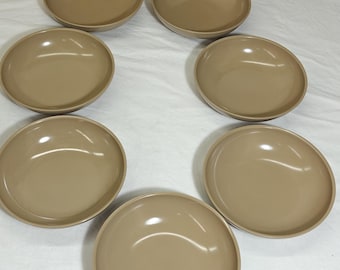 Boonton salad dessert bowl set of 7 vintage melamine light brown colorway 1980s