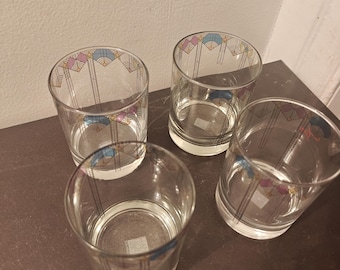 Frank Lloyd Wright Foundation rocks glasses April Showers pattern set of four