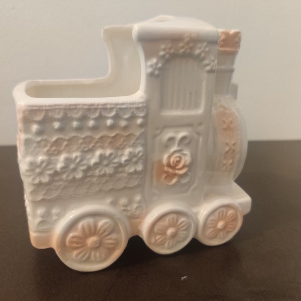 Napco vintage porcelain train planter