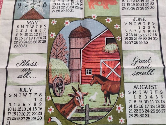 Vintage Cotton 1988 Calendar Tea Towel R Batchelder Design for Bloomsburg  Fair - Etsy