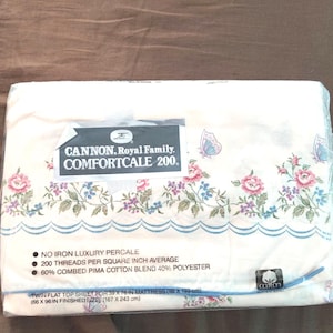 Cannon Royal Family Comfortable 200 Twin Flat Sheet Solo Butterfly pattern NIP New in Package