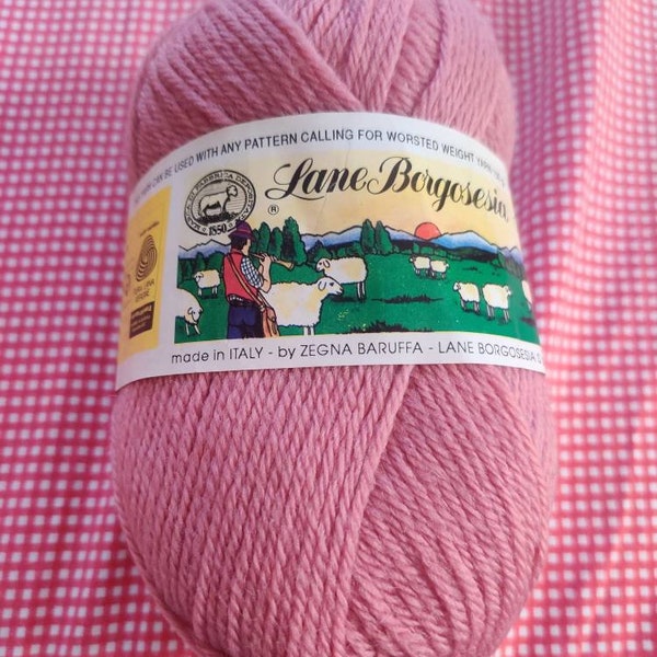 Lane Borgosesia dal 1950 100% virgin wool skein 215 yards pink colorway made in Italy