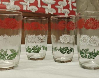 Swanky Swig Bachelor Button Juice Drinking Glasses 1955 Set of 4