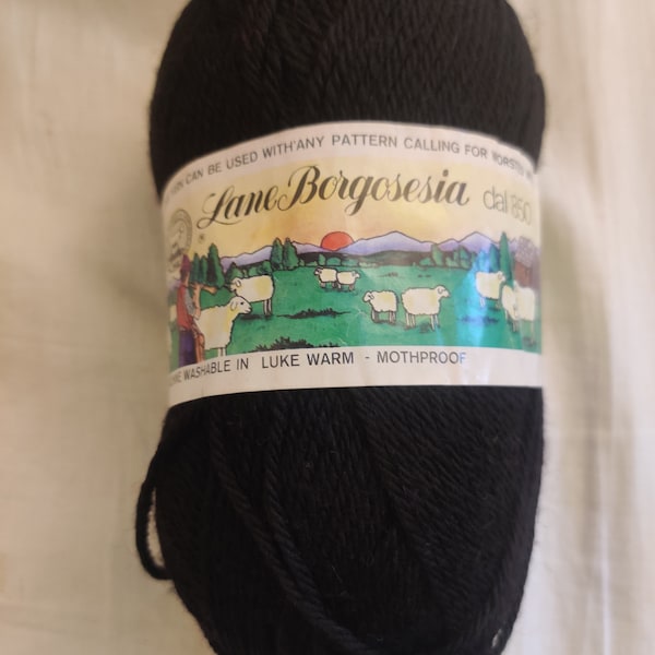 Lane Borgosesia dal 1850 Italian 100% virgin wool skein 215 yards black colorway