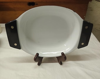 Cathrineholm Holland White Enamelware Vintage Serving Tray MCM Enamel Holland