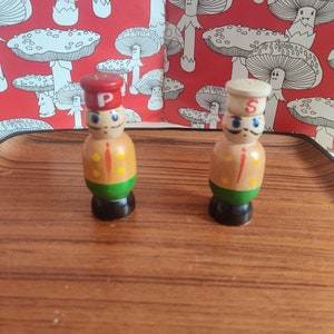 Vintage wooden salt and pepper shakers Japan