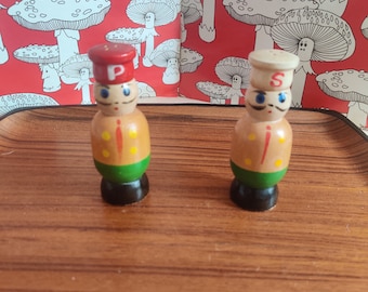 Vintage wooden salt and pepper shakers Japan