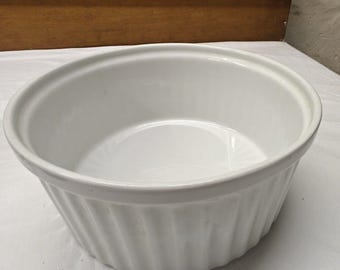 Arabia Finland 60s White 8" Ribbed Casserole Baking Souffle Dish Bowl 11 - 69