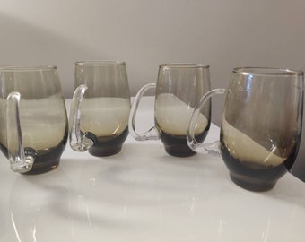 Libbey Glass Tempo Smoke brown tankard glasses, set of four