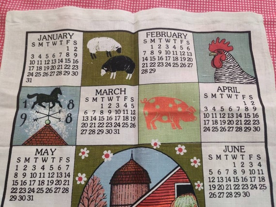 Vintage Cotton 1988 Calendar Tea Towel R Batchelder Design for Bloomsburg  Fair - Etsy