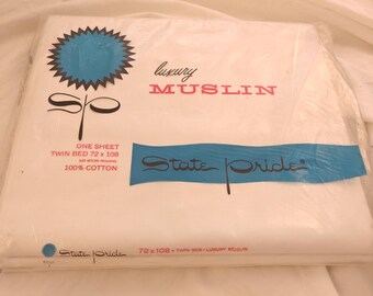 Vintage 1960s Belk State Pride Twin Flat Sheet (100% Cotton)