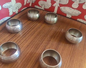 Hammered metal napkin rings set of six