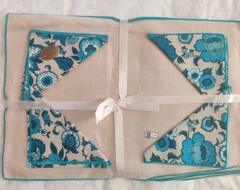 Vintage cotton and linen placemats and table napkins set, J. Abouchar NYC designs