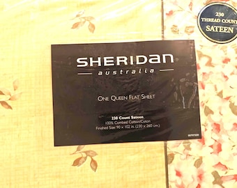 Sheridan Australia Queen Flat sheet 100 percent cotton NIP May Pattern sateen finish