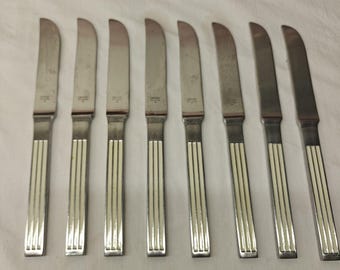 Dansk Thebes Dinner Knives Japan - Gunnar Cyren 8 Pieces Cream Enamel