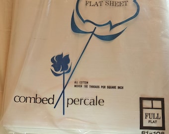 Vintage Sears Combed Percale Cotton Flat Sheet (Full Size) – 180 Thread Count
