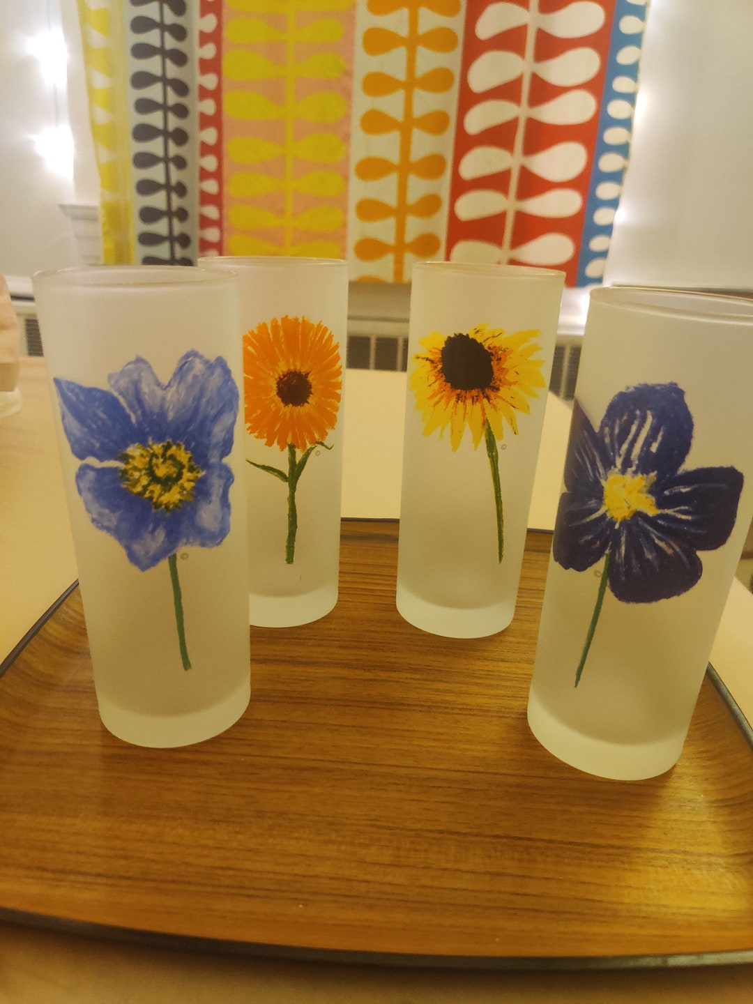 Dartington Glass France Floral Tom Collins Highball Glasses Set of Four