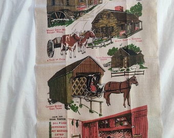 Vintage Old Sturbridge Village linen tea towel, NOS New Old Stock