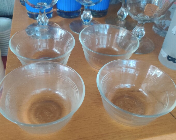 Vintage Pyrex 463 Clear Glass Cups Straight Edged Along the Rim Set of
