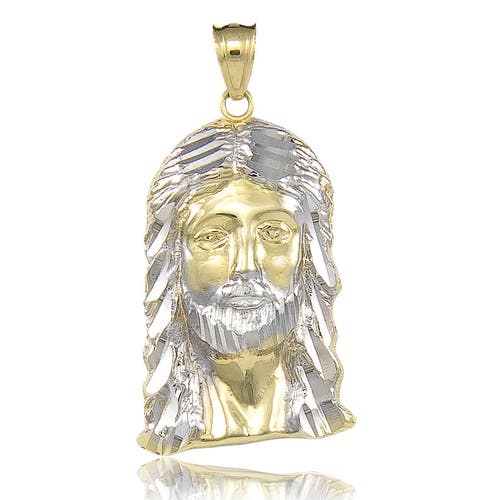 White Gold Jesus Head Pendant Face 