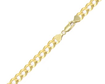 Brazalete cubano de oro amarillo macizo de 10Q 6,0 mm 8-9" - Eslabón de cadena curva