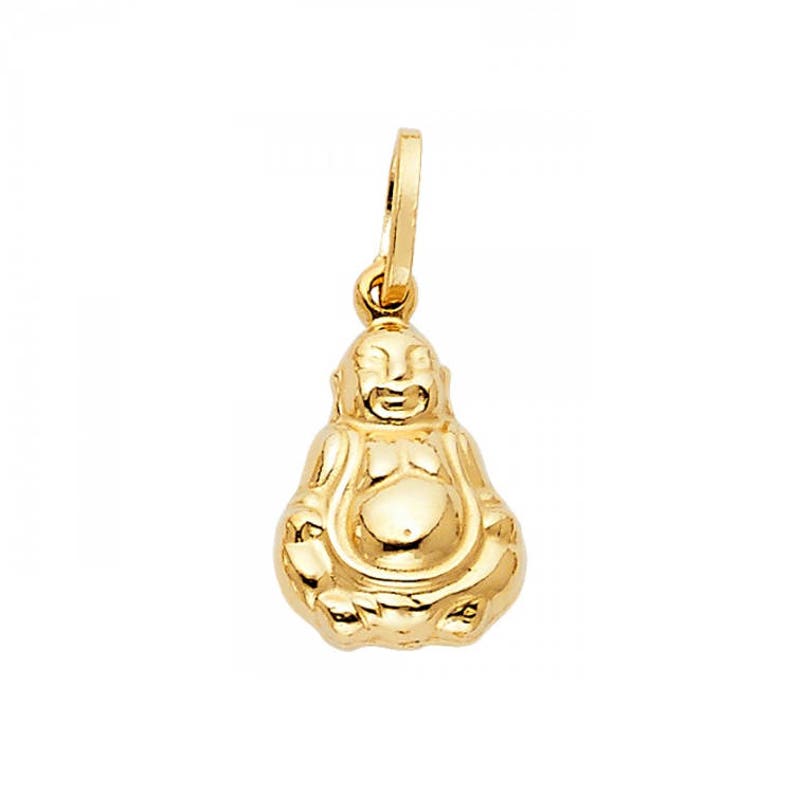 14k Solid Yellow Gold Buddha Pendant Religious Necklace Charm