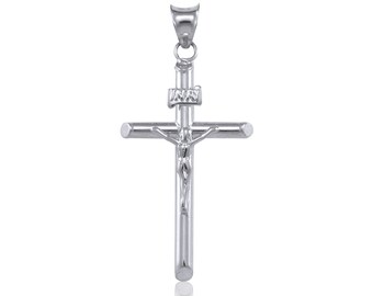 14K White Gold Crucifix Cross Pendant 