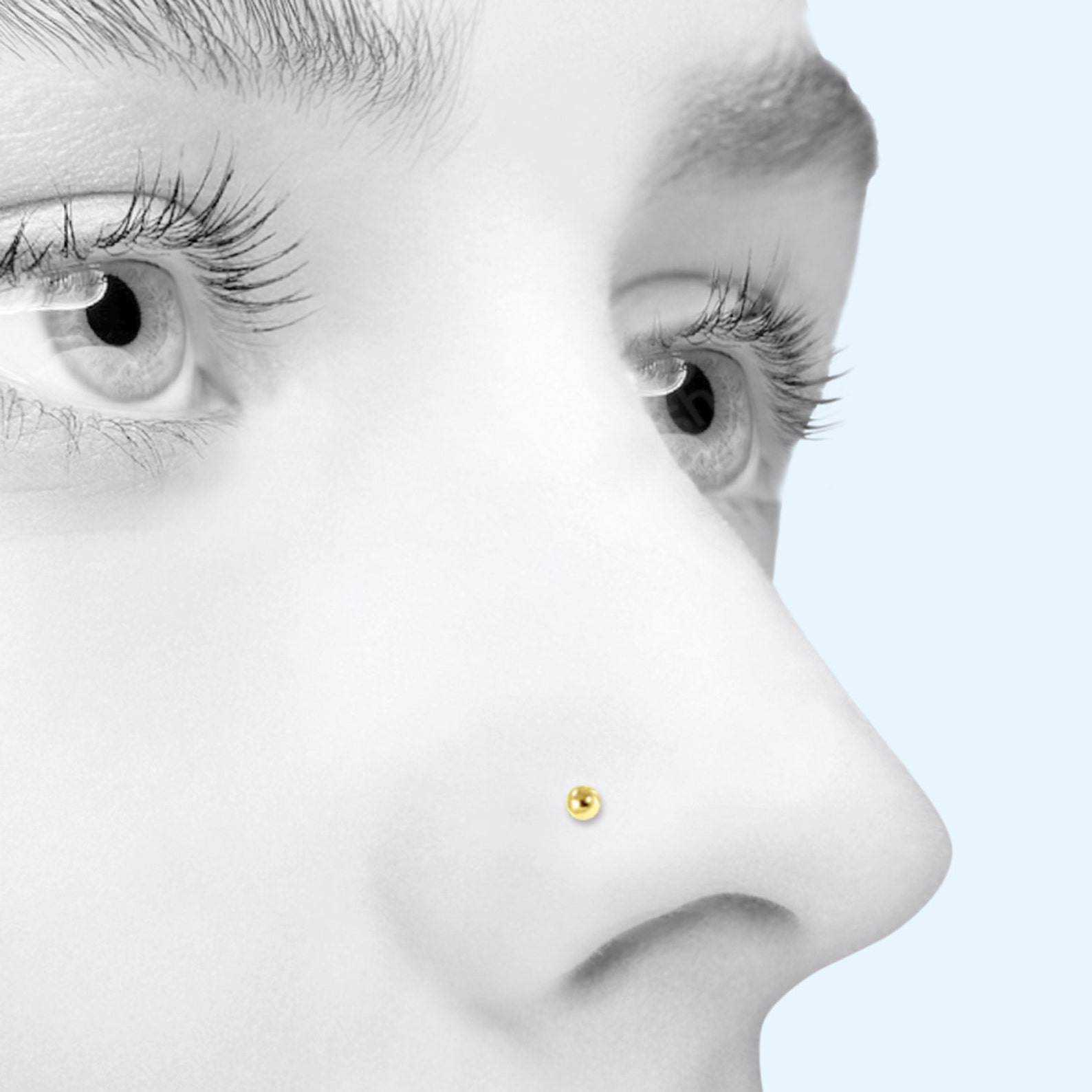 14K Solid Yellow Gold Ball Nose Stud Ring Straight 20g Etsy