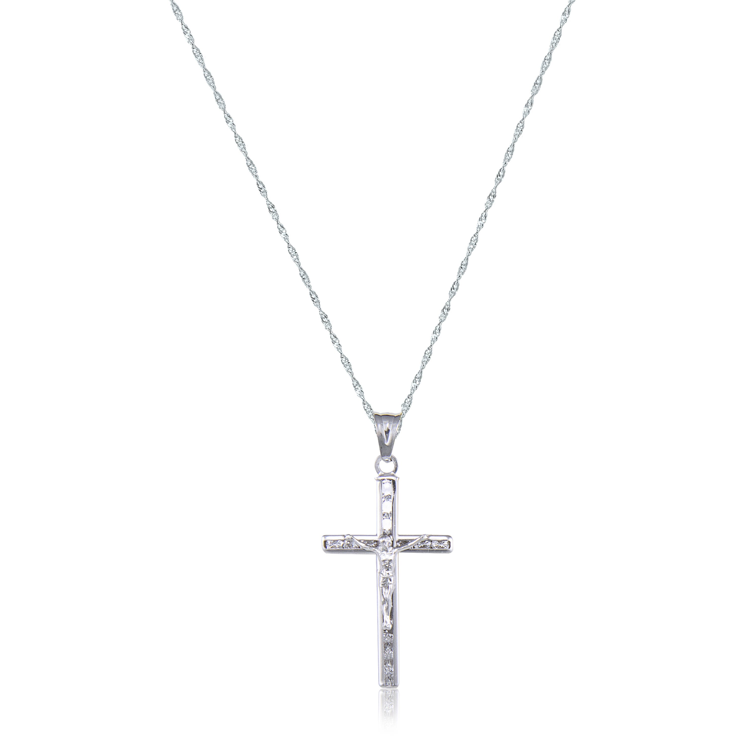 14K Solid White Gold Cubic Zirconia 